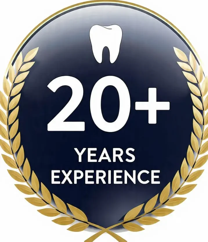 Professional experience icon representing 20 plus years of periodontal and dental implant care.