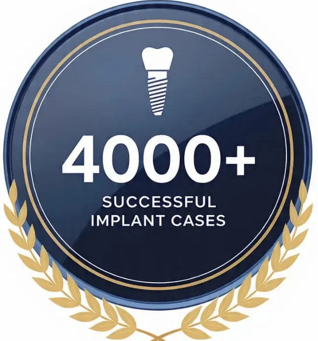 Dental implant success icon representing more than 4000 successful implant procedures.