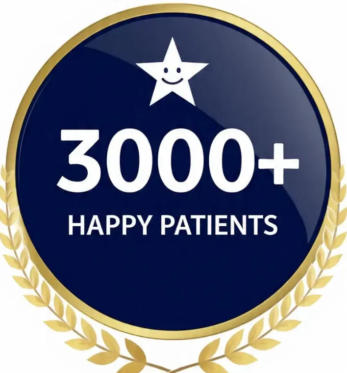 Happy patient icon representing more than 3000 satisfied periodontal patients.